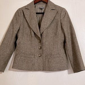 Ann Taylor Petites Brown Tweed Wool Blazer size 8P